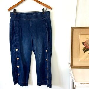 Soft Surroundings Wide Leg Crop Jeans Button Side Sz M